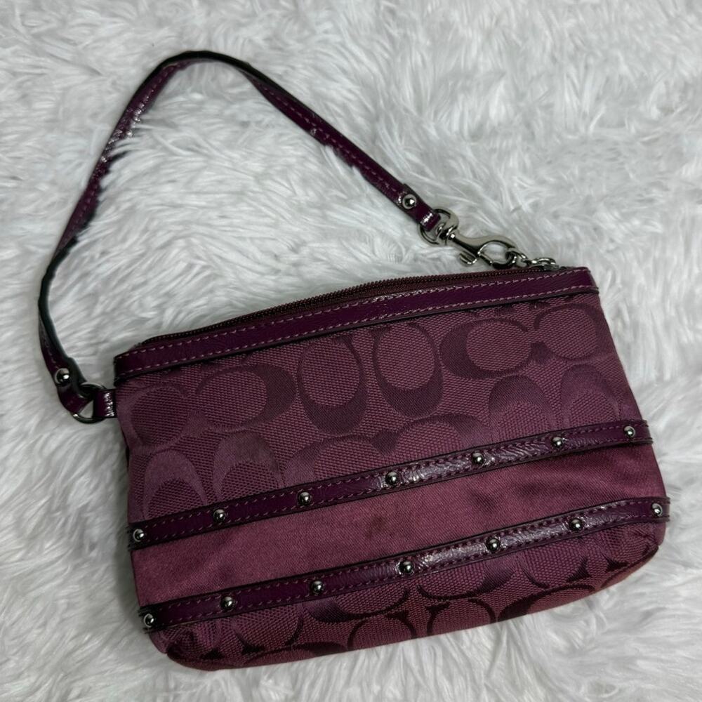 COACH Purple Signature Canvas Wristlet